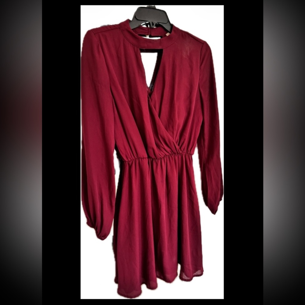 Altar'd State Burgundy Long Sleeve Dress
